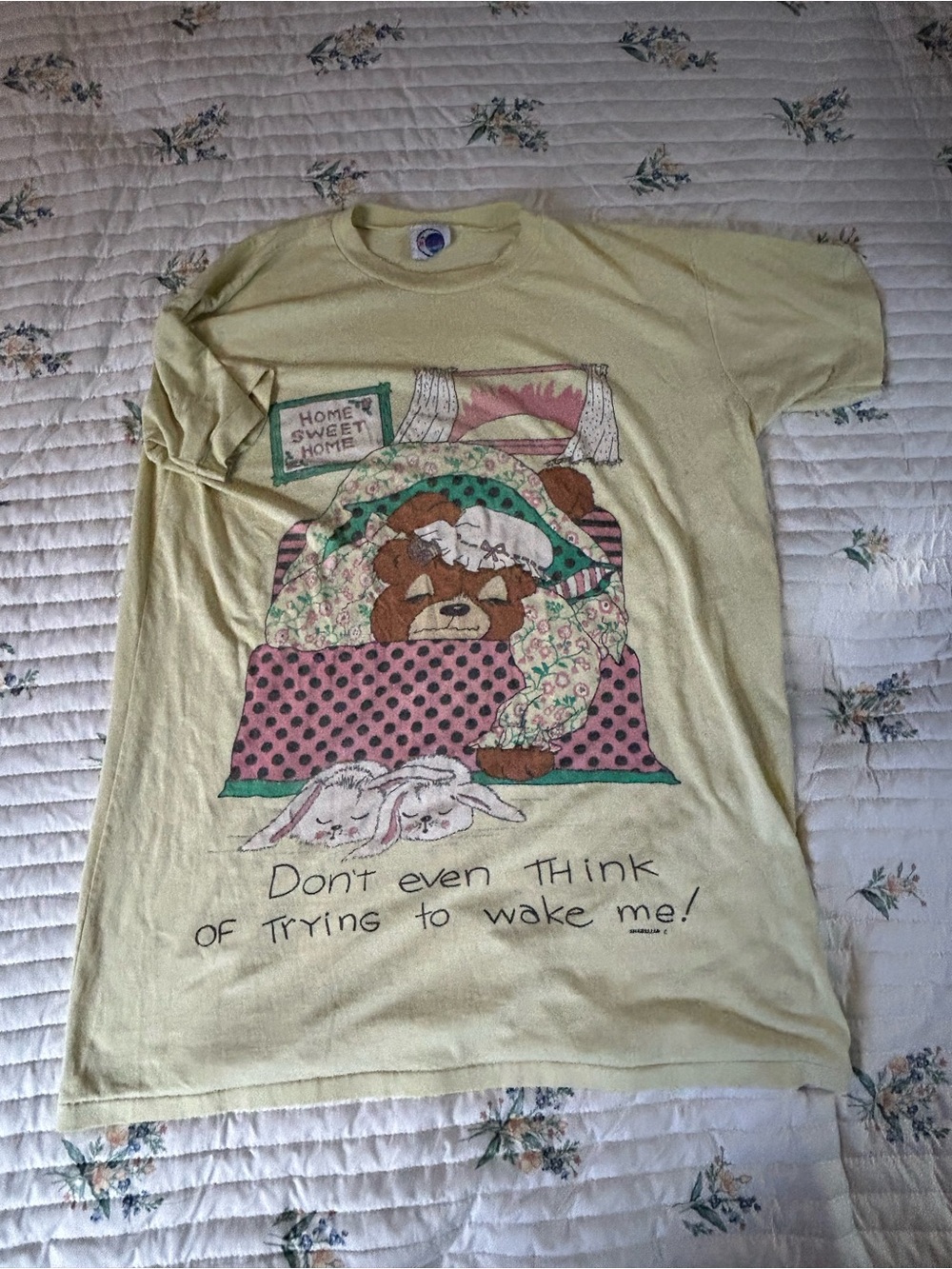 Vintage 'Don't Even Think of Trying to Wake Me' Yellow Nightgown